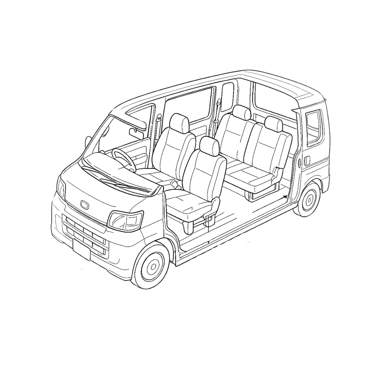 軽ワンボックス車中泊鳥瞰図